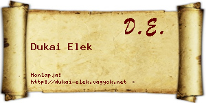 Dukai Elek névjegykártya